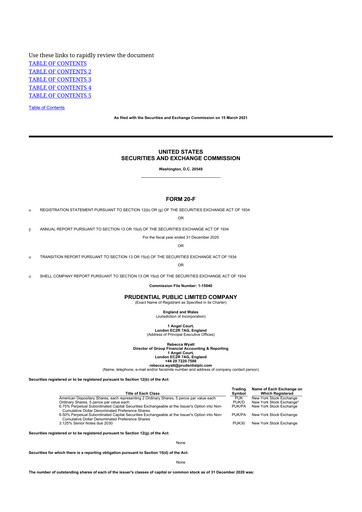 Thumbnail Prudential 20-F Annual Report 2020