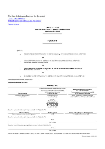 Thumbnail Affimed
 20-F Annual Report 2020