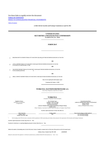 Thumbnail Turkcell 20-F Annual Report 2020