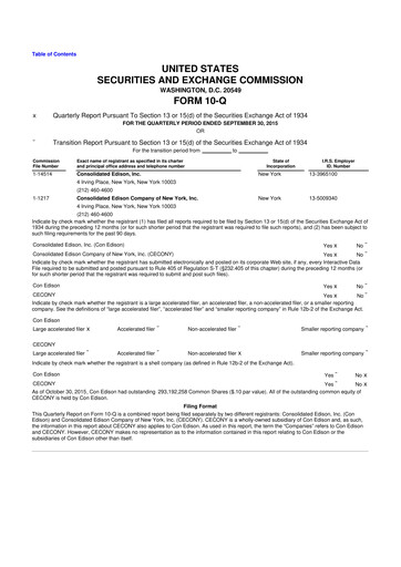 Thumbnail Consolidated Edison 10-Q Quarterly Report FY2015 