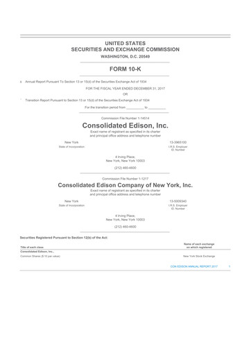 Thumbnail Consolidated Edison 10-K Annual Report 2017