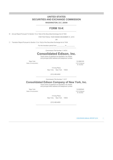 Thumbnail Consolidated Edison 10-K Annual Report 