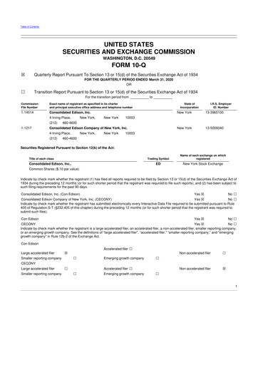 Thumbnail Consolidated Edison 10-Q Quarterly Report FY2020 