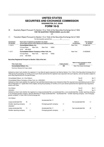 Thumbnail Consolidated Edison 10-Q Quarterly Report FY2020 
