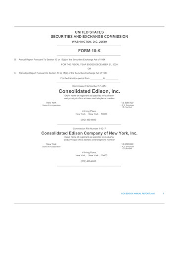 Thumbnail Consolidated Edison 10-K Annual Report 
