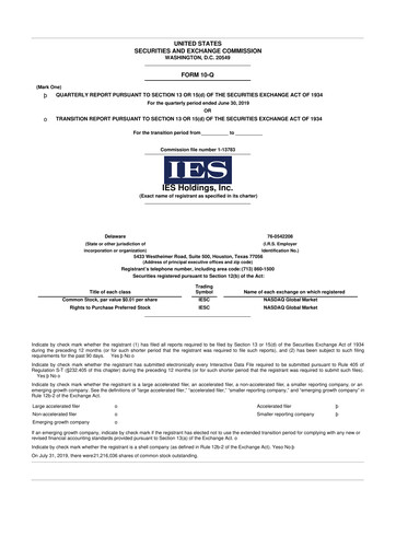 Thumbnail IES Holdings 10-Q Quarterly Report FY2019 