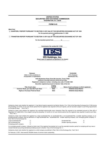 Thumbnail IES Holdings 10-Q Quarterly Report FY2021 
