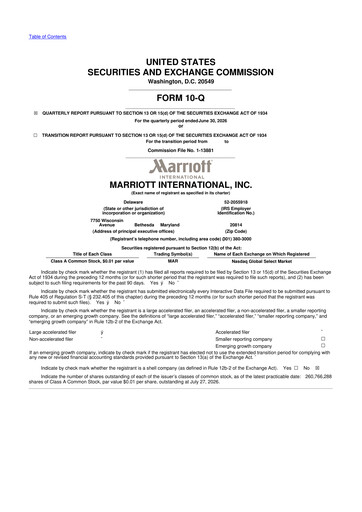 Vorschaubild Marriott International 10-Q Quartalsbericht 2026 