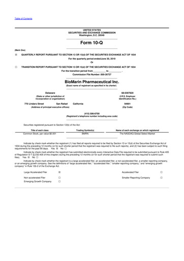 Thumbnail BioMarin Pharmaceutical 10-Q Quarterly Report FY2019 
