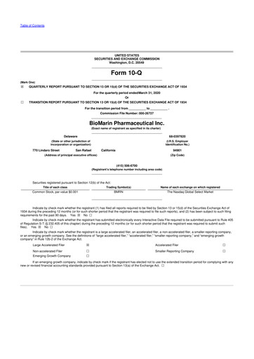 Thumbnail BioMarin Pharmaceutical 10-Q Quarterly Report FY2020 