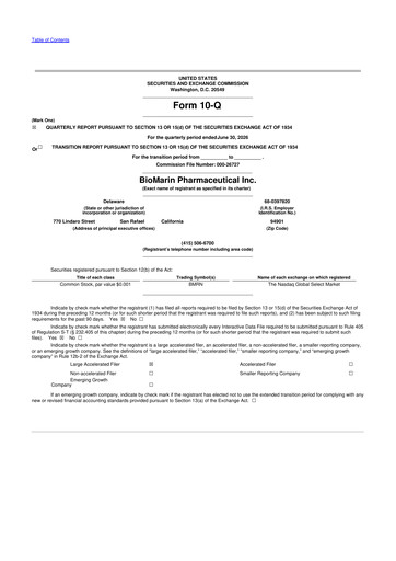 Thumbnail BioMarin Pharmaceutical 10-Q Quarterly Report FY2026 