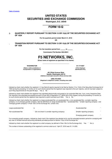 Vorschaubild F5 10-Q Quartalsbericht 2018 