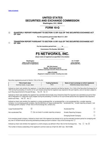 Vorschaubild F5 10-Q Quartalsbericht 2021 