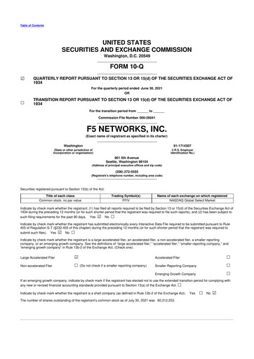 Vorschaubild F5 10-Q Quartalsbericht 2021 