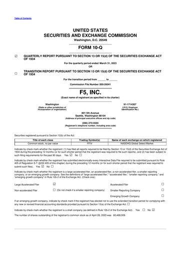 Vorschaubild F5 10-Q Quartalsbericht 2023 