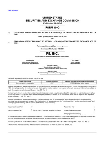 Vorschaubild F5 10-Q Quartalsbericht 2023 