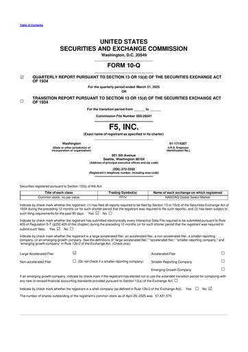 Vorschaubild F5 10-Q Quartalsbericht 2025 