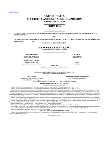 Thumbnail Mercury Systems 10-K Annual Report 2013