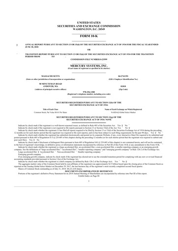 Thumbnail Mercury Systems 10-K Annual Report 2018