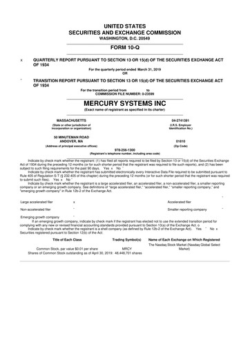 Thumbnail Mercury Systems 10-Q Quarterly Report FY2019 