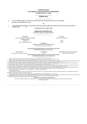 Thumbnail Mercury Systems 10-K Annual Report 2019