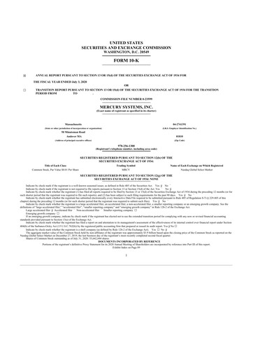 Thumbnail Mercury Systems 10-K Annual Report 2020