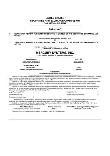 Thumbnail Mercury Systems 10-Q Quarterly Report FY2021 