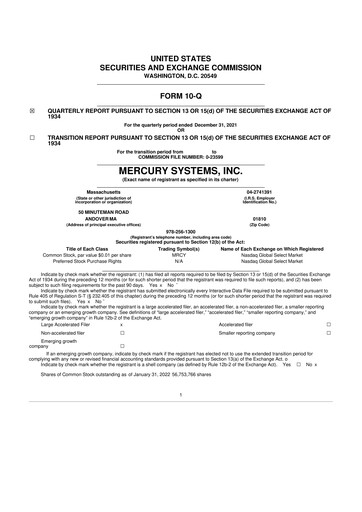 Thumbnail Mercury Systems 10-Q Quarterly Report FY2022 