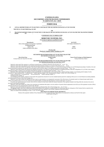 Thumbnail Mercury Systems 10-K Annual Report 2023