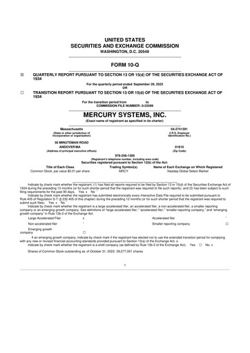 Thumbnail Mercury Systems 10-Q Quarterly Report FY2024 