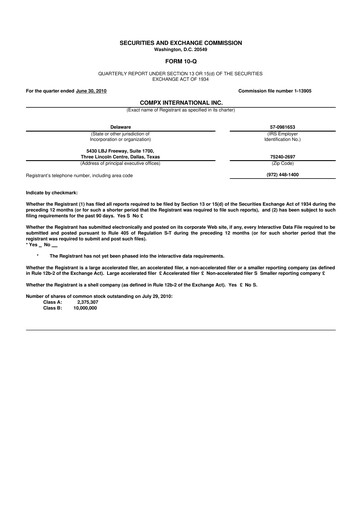 Thumbnail CompX International 10-Q Quarterly Report FY 