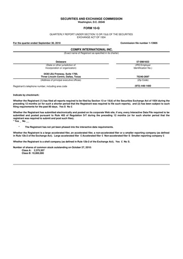 Thumbnail CompX International 10-Q Quarterly Report FY 
