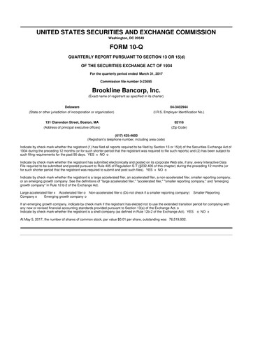 Thumbnail Brookline Bancorp 10-Q Quarterly Report FY2017 