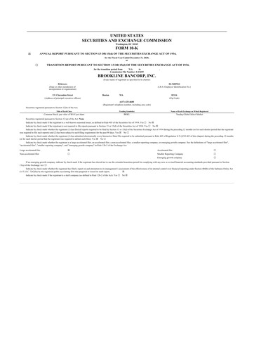 Thumbnail Brookline Bancorp 10-K Annual Report 2020