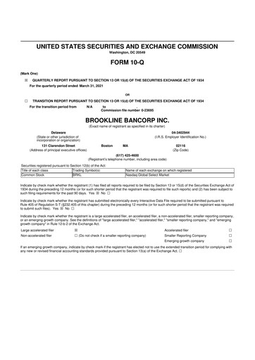 Thumbnail Brookline Bancorp 10-Q Quarterly Report FY2021 