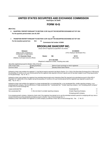 Thumbnail Brookline Bancorp 10-Q Quarterly Report FY2021 