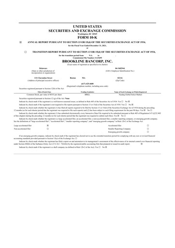 Thumbnail Brookline Bancorp 10-K Annual Report 2021