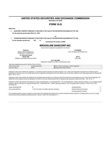 Thumbnail Brookline Bancorp 10-Q Quarterly Report FY2023 