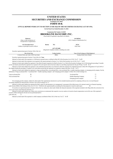 Thumbnail Brookline Bancorp 10-K Annual Report 2024