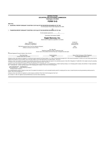 Thumbnail Eagle Bancorp 10-Q Quarterly Report FY2020 