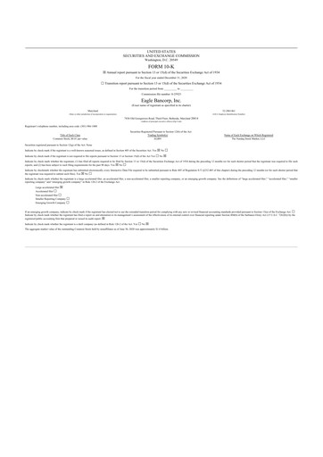 Thumbnail Eagle Bancorp 10-K Annual Report 2020