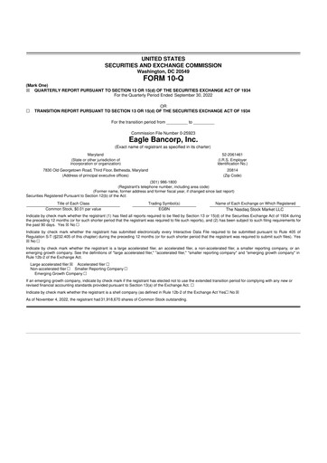 Thumbnail Eagle Bancorp 10-Q Quarterly Report FY2022 