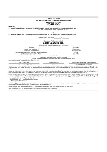 Thumbnail Eagle Bancorp 10-Q Quarterly Report FY2023 