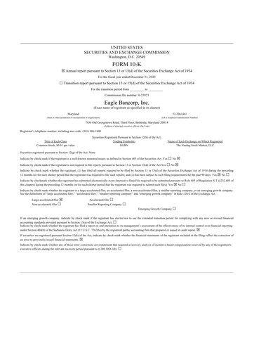 Thumbnail Eagle Bancorp 10-K Annual Report 2023