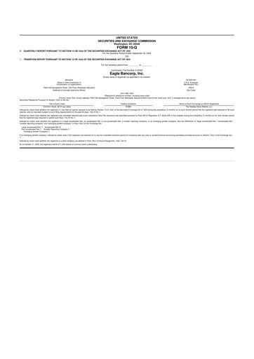 Thumbnail Eagle Bancorp 10-Q Quarterly Report FY2025 