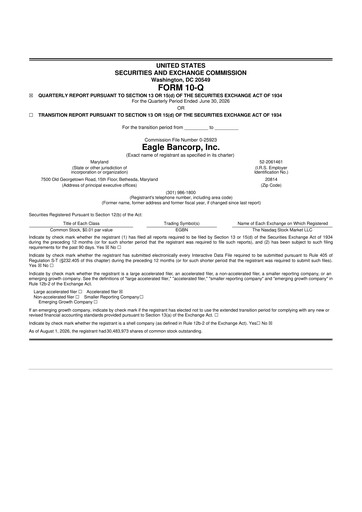 Thumbnail Eagle Bancorp 10-Q Quarterly Report FY2026 