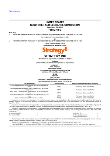 Thumbnail Strategy 
 (MicroStrategy) 10-Q Quarterly Report FY 