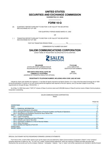 Thumbnail Salem Media Group
 10-Q Quarterly Report FY 