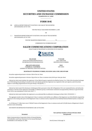 Thumbnail Salem Media Group
 10-K Annual Report 