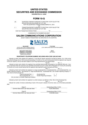 Thumbnail Salem Media Group
 10-Q Quarterly Report FY 
